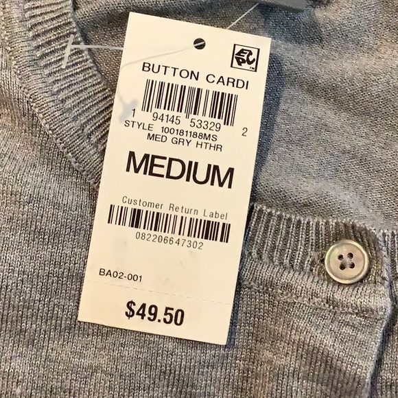 NWT STYLE &Co Womens Recycled Gray Capsule Academia Classic Spring Cardigan M - Picture 6 of 8